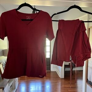 Jaanuu Red Peplum Short Sleeve T-Shirt